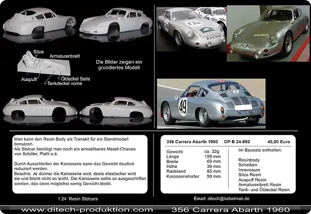 Ditech Porsche 356 Carrera Abarth 1960