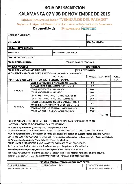 Inscripcion Concentracion Vehiculos Del Pasado