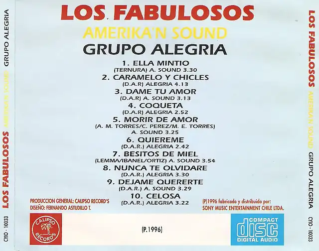 Calipso Records - Los Fabulosos Amerikan Sound Y Alegria (1996) Trasera