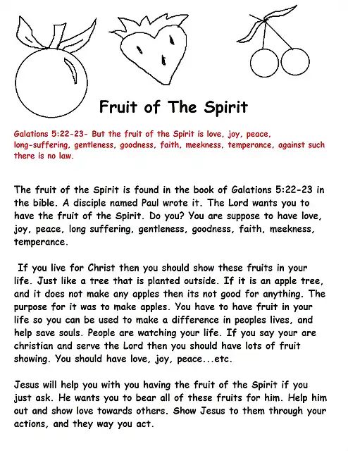 Fruit of the Spirit Sunday school lesson