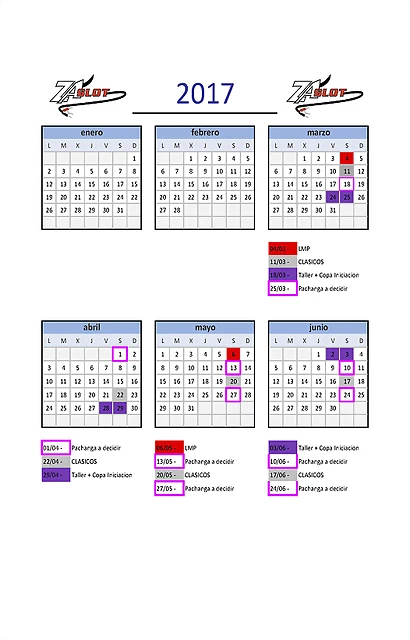 calendario-2017 ZASLOT_con dias debajo calendario-2017 ZASLOT_con dias debajo