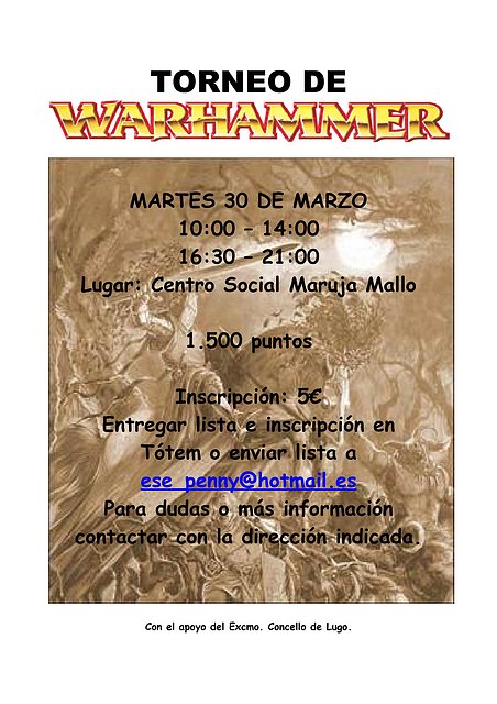 TORNEO WARHAMMER FANTASY A 1.500 LUGO 30/03/2010