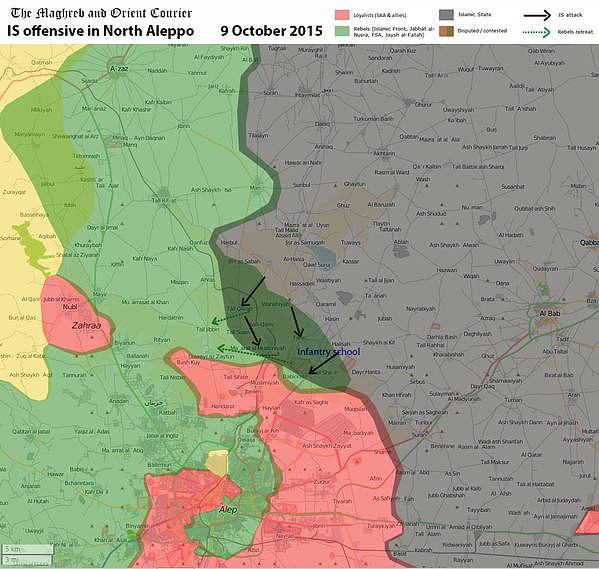 Map Syria Aleppo Daesh offensive 8Oct15