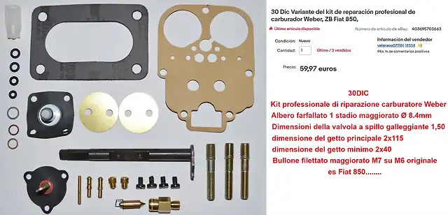 kit de reparaci?n profesionalcarburador Weber