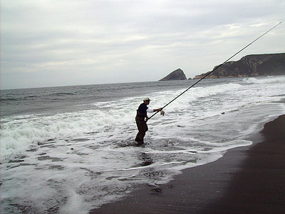 pesca en playa