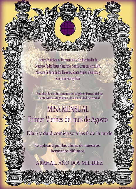 Cartel Misa Mensual mes de Agosto.