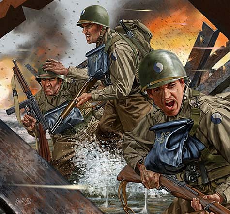 Hombresdela29DivisindeInfanteradesembarcandoenlaPlayaOmahaNormanda6dejuniode1944 copia