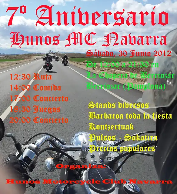 Cartel 7 Aniversario Hunos MC