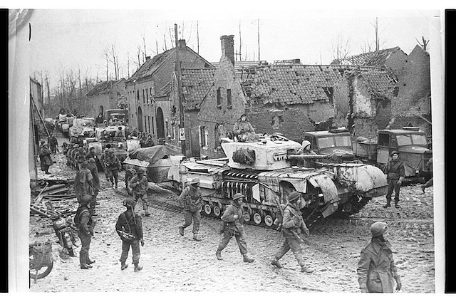 Churchill Tank Mark VII Crocodile in winter camoflage