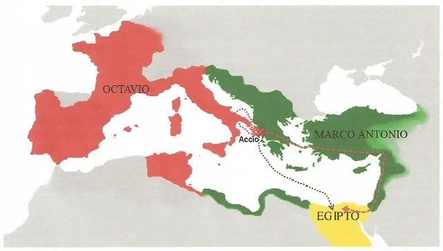 Mapa del reparto de territorios de Roma entre sus lugartenientes.