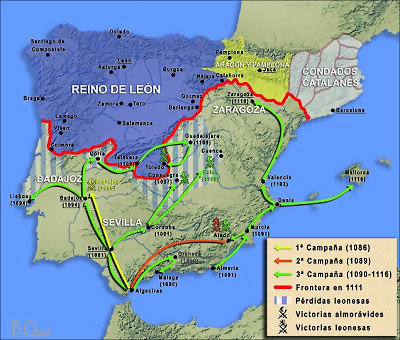 mapa alfonso vi invasion almoravide hispania espa?a portugal