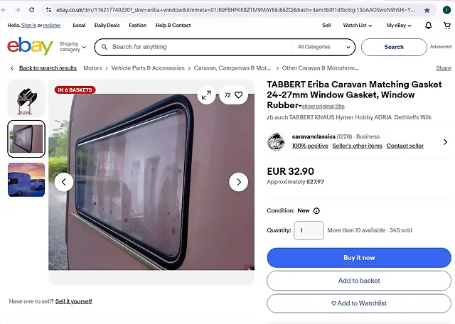 goma ventana ebay
