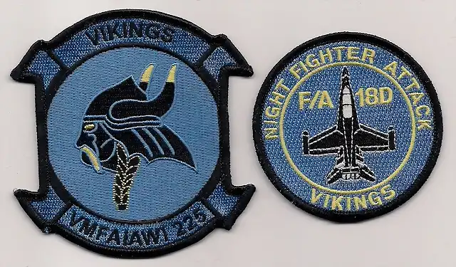 USMC-VMFAAW-225-VIKINGS-HORNET-patch-set-F-A-18D