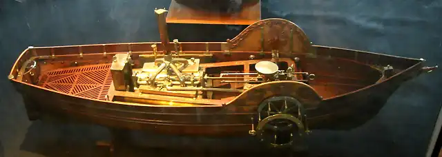 Maqueta del Modelo del Pyroscaphe de vapor, construido por Claude Franois Jouffroy d'Abbans en 1784. Musee de la Marine du Palais de Chaillot de Paris.