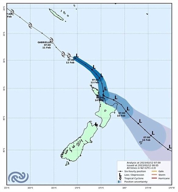 cyclone gabrielle track map