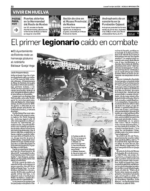 Homenaje en M. de Riotinto, a Baltasar Queija Vega.8 abril 2016.
