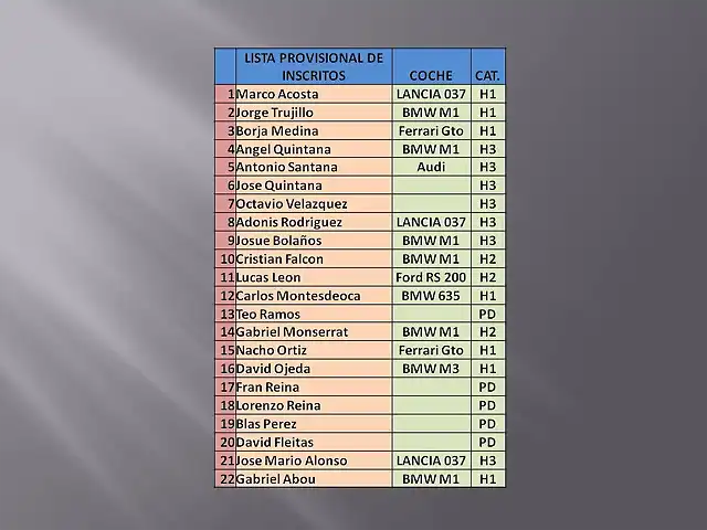 LISTA DE INSCRITO RALLY ALEMANIA 2013 2