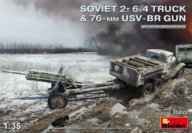 MINIART+#+35272+1-35+SOVIET+2T+6X4+TRUCK+&+76-mm+USV-BR+GUN