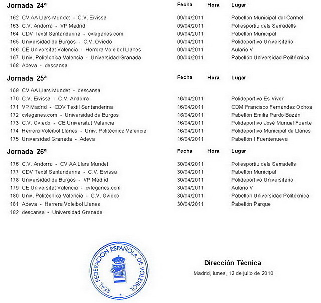 calendario FEV-M 2010-11e