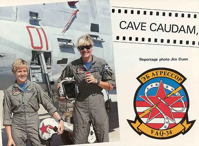 LT Nancy NoFun Dykhoff (now Fechtig) and LT Lori Wrench Melling at Beal Airforce Base in 1988 with the Mighty EA-7L