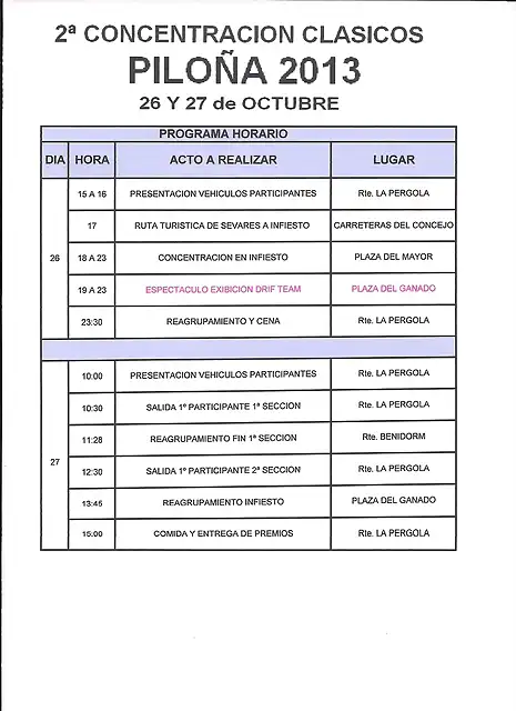 HORARIOS