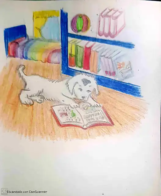 dibujo perrito leyendo