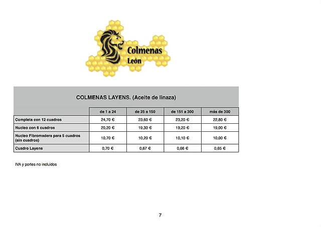 Tabla de precios-Layens