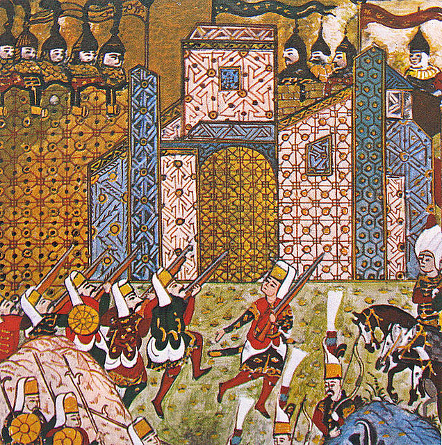 640px-OttomanJanissariesAndDefendingKnightsOfStJohnSiegeOfRhodes1522