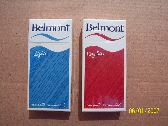 Cigarrillos chilenos marca Belmont.