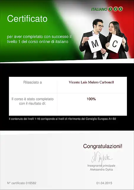 Certificado_Italiano123_Nivel_1