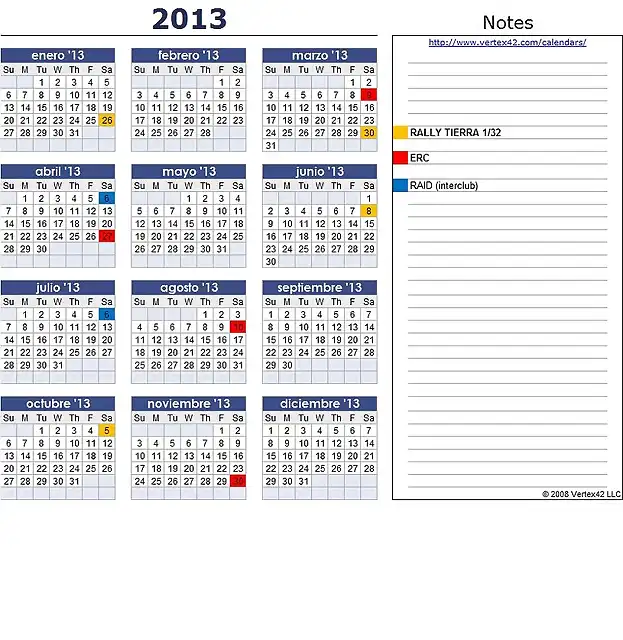 CALENDARIO 2013