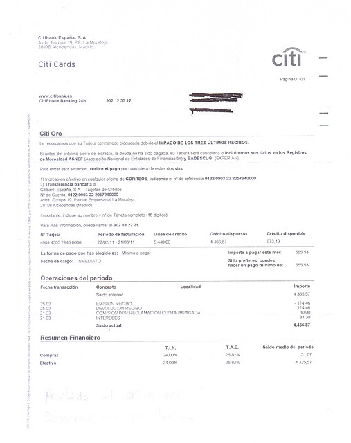 carta citibank asnef