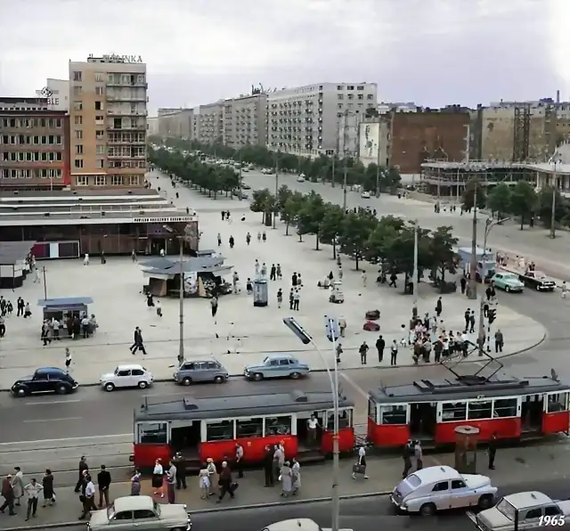 Warschau - Jerusalem Allee mit Marschall Platz, 1965