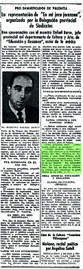 Entrevista Rafael Barco, Yugo 1 diciembre 1957