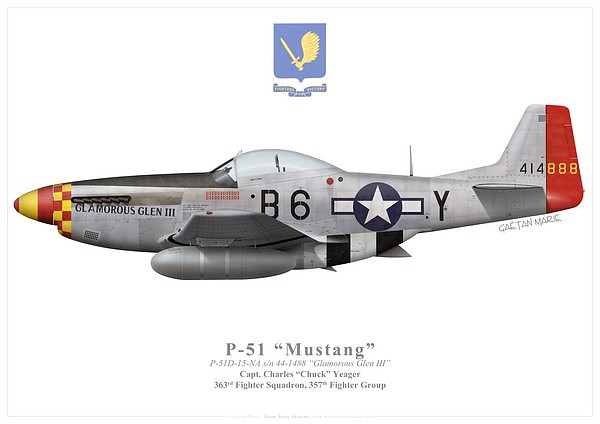 Print GM-009 - US, P-51D-15-NA, 44-14888, Glamorous Glen III, Capt. Charles Yeager, 363 FS, 357 FG