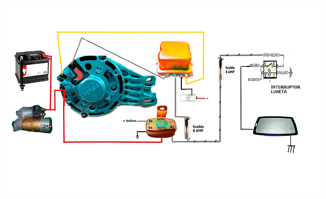 Esquema alternador y luneta termica Seat 600 L especial con extras Esquema alternador y luneta termica Seat 600 L especial con extras