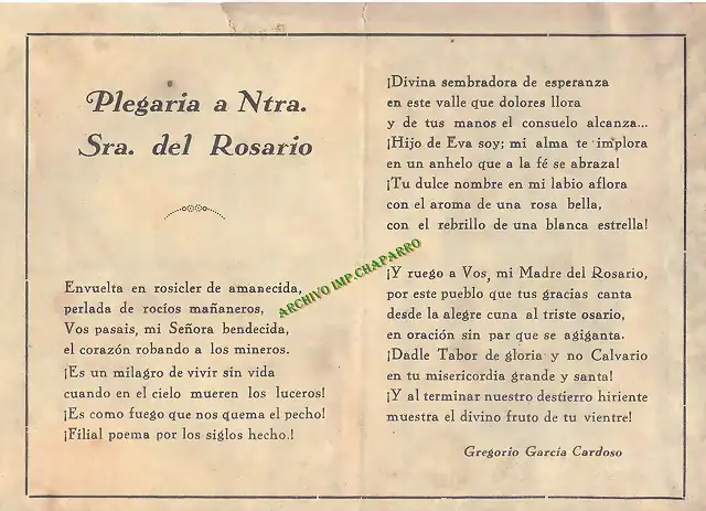 Programa Virgen del Rosario ao 1953-2