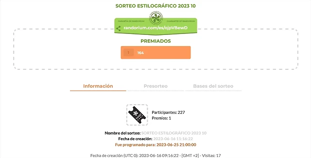 SORTEO ESTILOGR?FICO 2023 10 SORTEO ESTILOGR?FICO 2023 10