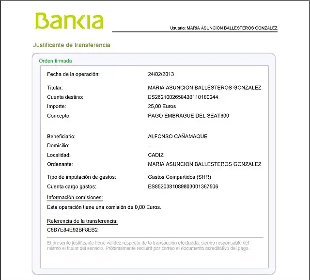 embrague-TRANSFERENCIA BANKIA