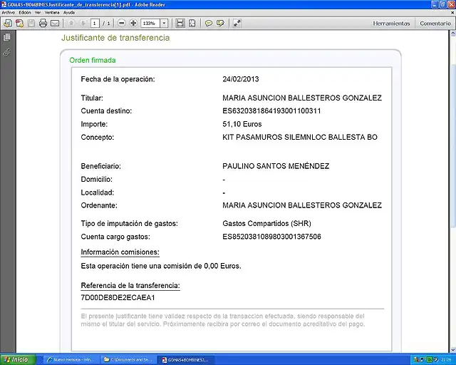 TRANSFERENCIA BANKIA