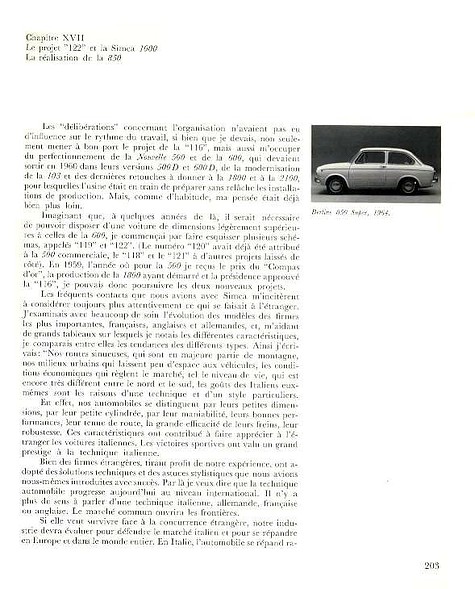 Fiat 850 Berlina Normal Prensa 36 Dante GIACOSA (Ed. Automobilia, Milano, 1979) Cap. XVII pages 203 ? 210