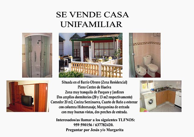 se vende casa Huelva Agosto 09