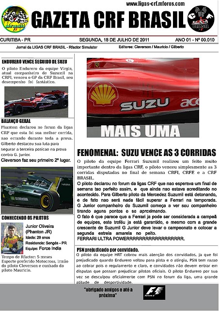 GAZETA CRF BRASIL SILVERSTONE