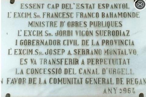 PLACA EN CATALAN EN VIDA DE FRANCO PLACA EN CATALAN EN VIDA DE FRANCO