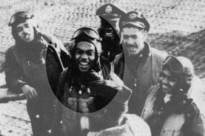 Lt. Robert Williams, USAAF, with a group of fellow Tuskeegee Airmen