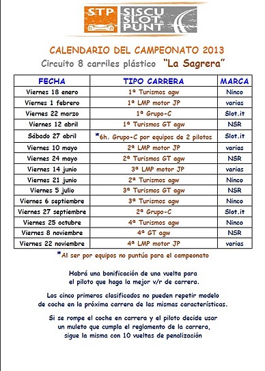 Calendario La Sagrera Calendario La Sagrera
