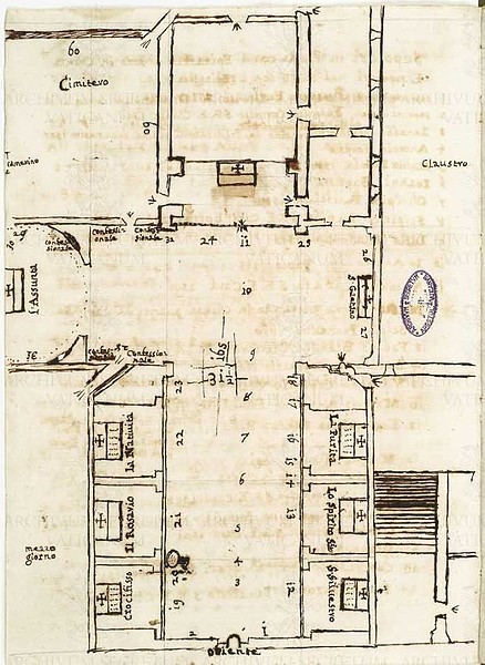 Pianta di San Silvestro al Quirinale (1726), Archivio Segreto Vaticano