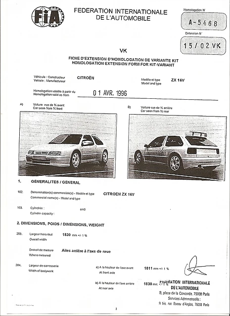 ficha homologacion extensin kit car