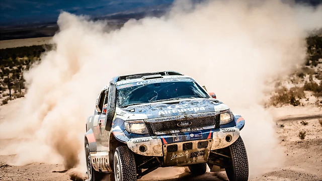 Spaniard Xavier Pons on a charge with his Ford Ranger in Bolivia.