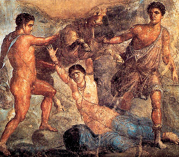 anonimo-el-castigo-de-dirce-fresco-casa-de-vetti-pompeya-obras-maestras-de-la-pintura-juan-carlos-boveri